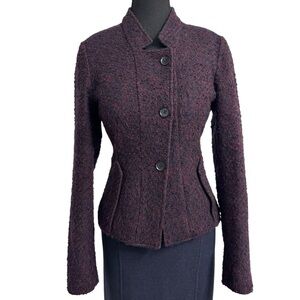 Olsen Europe Elegant Wool Bouclé Navy and Purple Jacket size 10